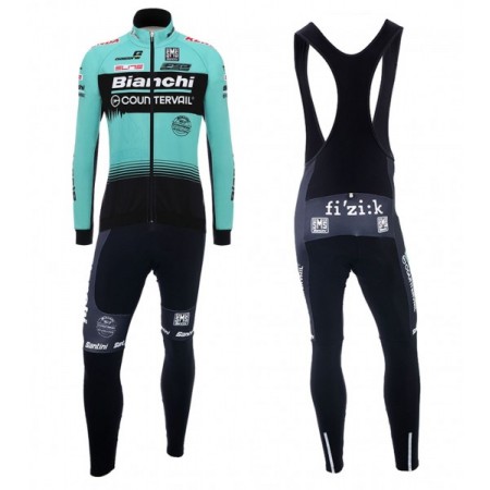 Tenue Cycliste Manches Longues et Collant à Bretelles 2018 Bianchi Countervail N001